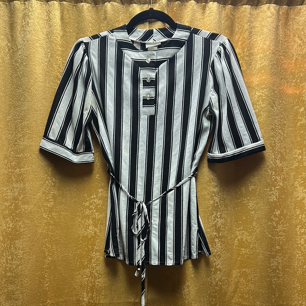 Vintage Lind Clare black and white striped blouse